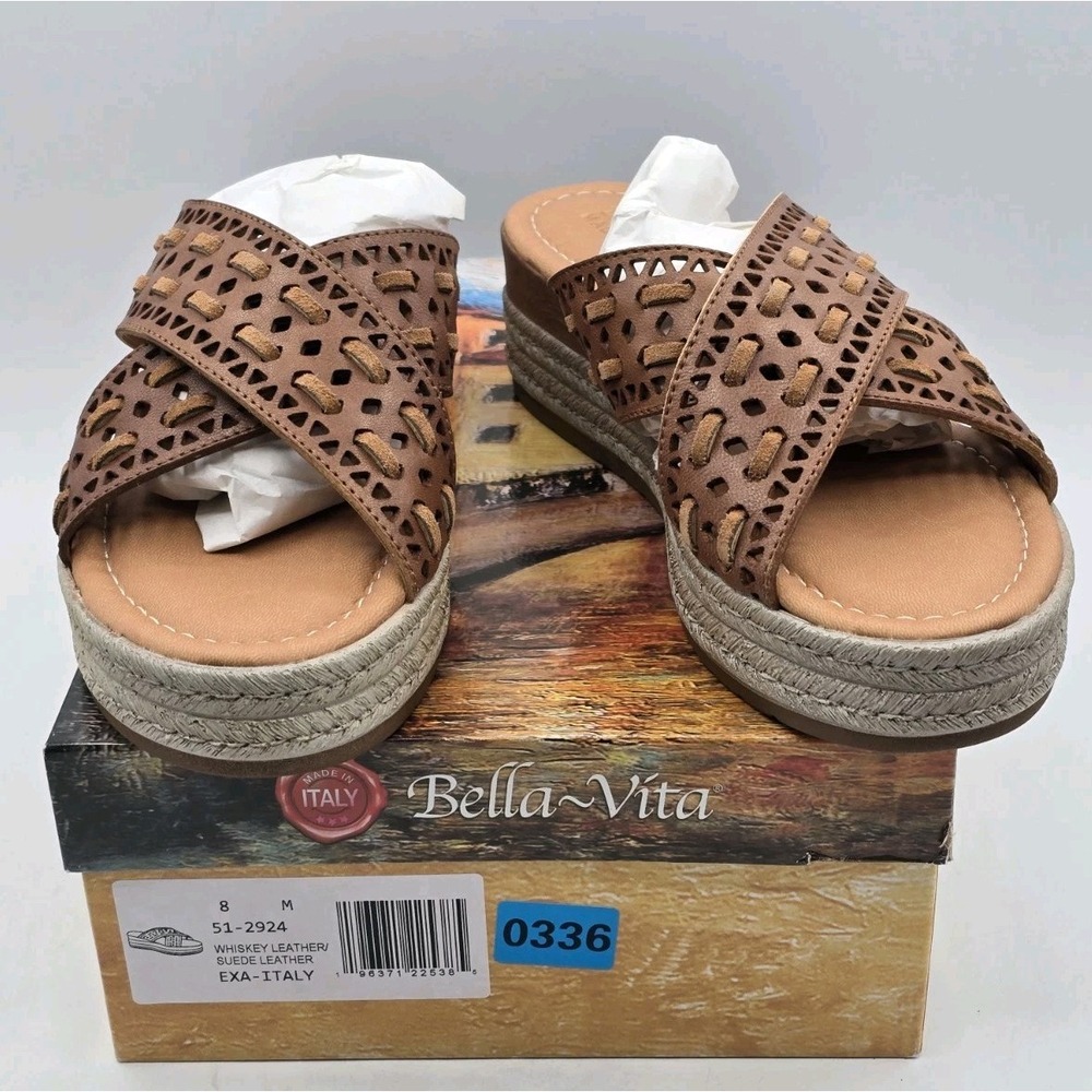 New BELLA VITA Women's Exa-Italy Espadrille Slide Sandal Suede Leather Size 8 M
